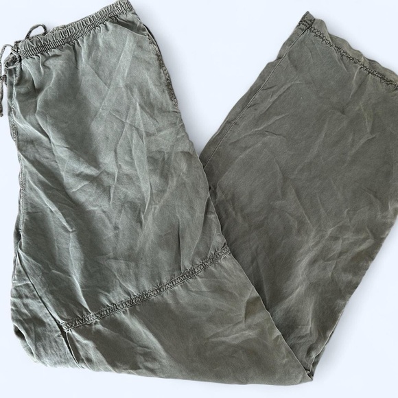 NWT Vintage Transit Par Such Khaki green wide leg silk pants size 4 - Picture 1 of 8